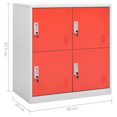 Vidaxl Omara s ključavnico 5 kosov siva in rdeča 90x45x92,5 cm jeklo