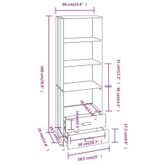 Vidaxl Visoka omara bela 60x35x180 cm trdna borovina