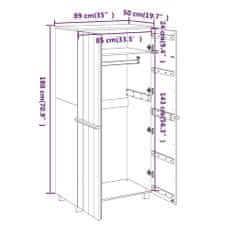 Vidaxl Garderobna omara medeno rjava 89x50x180 cm trdna borovina