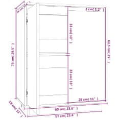 Vidaxl Komoda siva 60x34x75 cm trdna borovina