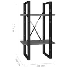 Vidaxl Knjižna omara 2-nadstropna siva 40x30x70 cm iverna plošča