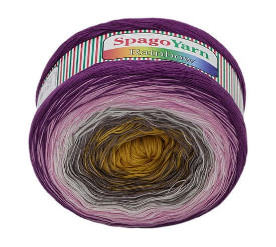 SpagoYarn Rainbow - 250g / 1000 m - rumena, rjava, roza, vijolična