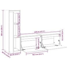Vidaxl TV omarica 3 kosi trdna borovina