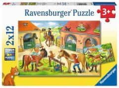 Ravensburger V hlevu sestavljanka, 2x12 delov