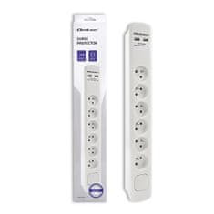 Qoltec qoltec prenapetostna zaščita | 6 vtičnic | 2 x usb | 1,8 m | bela