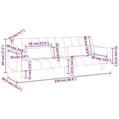 Vidaxl 2-sedežni kavč z 2 blazinama in podnožnikom, svetlo siva, tkanina