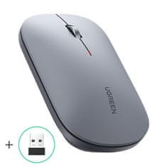 Ugreen Priročna brezžična računalniška miška USB sive barve