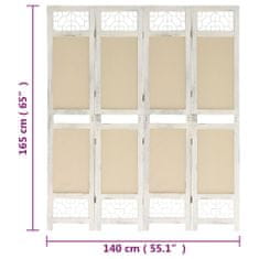 Greatstore 338559 4-Panel Room Divider Cream 140x165 cm Fabric