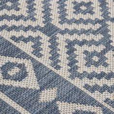 Vidaxl Zunanja preproga ploščato tkanje 140x200 cm modre črte