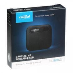 Crucial X6 SSD disk, 1 TB, zunanji, črn (CT1000X6SSD9)