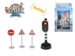 Kids Globe Semafor 13 cm na baterije s svetlobo + 3 označevalci v škatli