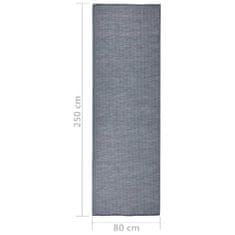 Vidaxl Zunanja preproga z ravnim tkanjem, 80x250 cm, modra