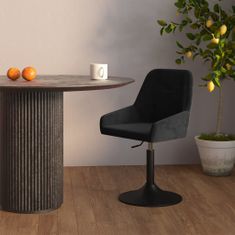 Greatstore Vrtljivi namizni stol, črne barve, oblazinjen z žametom
