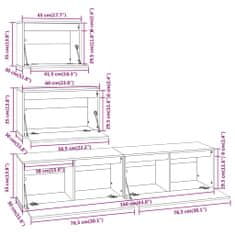 Vidaxl TV omarica 4 kosi trdna borovina