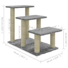 Vidaxl Mačje drevo s praskalniki iz sisala svetlo sivo 50,5 cm