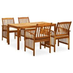 Vidaxl 3058086 5 Piece Garden Dining Set with Cushions Solid Acacia Wood (45962+2x312128)