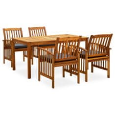 Vidaxl 3058088 5 Piece Garden Dining Set with Cushions Solid Acacia Wood (45962+2x312130)