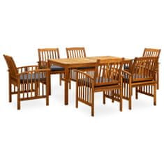 Vidaxl 3058089 7 Piece Garden Dining Set with Cushions Solid Acacia Wood (45962+2x312131)