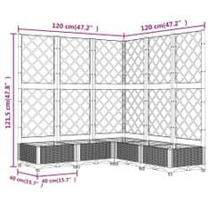 Vidaxl Cvetlično korito z oporno mrežo črno 120x120x121,5 cm PP