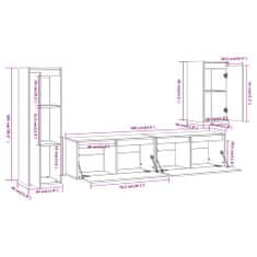 Vidaxl TV omarica 4 kosi trdna borovina