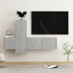 Vidaxl Komplet TV omaric 3-delni betonsko siva iverna plošča