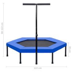 Greatstore Fitnes trampolin z ročajem in varnostno oblogo šestkoten 122 cm