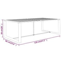 Vidaxl Vrtna miza, antracit, 120x60x66 cm, aluminij