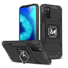 MG Ring Armor plastika ovitek za Samsung Galaxy A03s, črna