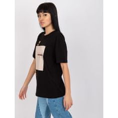 H&B Ženska majica ohlapnega kroja z aplikacijo JISTA črna HB-TS-3079.59_386313 S