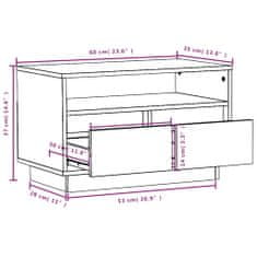 Vidaxl TV omarica bela 60x35x37 cm trdna borovina