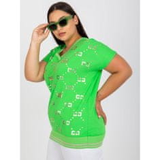 RELEVANCE Plus size bombažna bluza z izrezom MELCHIOR zelena RV-BZ-7646.25X_387429 Univerzalni
