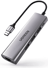 Ugreen USB 3.0 hub, 3xUSB 3.0, 1xRJ45, 1xMikro USB (60812)