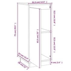 Vidaxl Komoda medeno rjava 31,5x34x75 cm trdna borovina