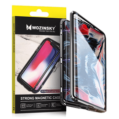 slomart wozinsky full magnetic case full body front and back cover z vgrajenim steklom za iphone 12 pro max črno-prozoren