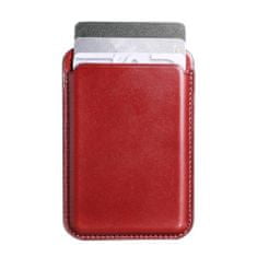 iCARER usnjena torbica z magnetno kartico za iphone 12 / 13 (pro / max / mini) (združljiva z magsafe) rdeča (xkb0001-rd)