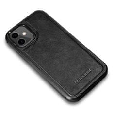 iCARER Ohišje iz pravega usnja za iPhone 12 mini Leather Oil Wax black