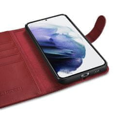 iCARER Usnjeno denarnico ohišje za Galaxy S22+ Usnjeno denarnico ohišje maroon