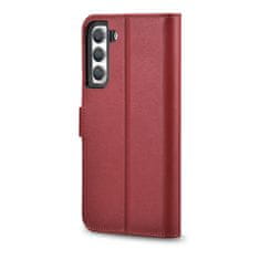 iCARER Usnjeno denarnico ohišje za Galaxy S22+ Usnjeno denarnico ohišje maroon