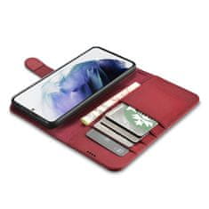 iCARER Usnjeno denarnico ohišje za Galaxy S22+ Usnjeno denarnico ohišje maroon