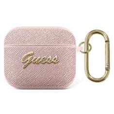 Guess GUA3SASMP AirPods 3 ovitek roza/pink Saffiano Script Metal Collection