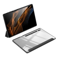 slomart dux ducis toby armored flip smart case za samsung galaxy tab s8 ultra z držalom za pisalo, črna