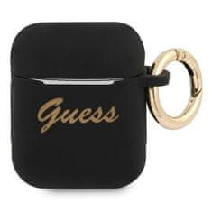 Guess GUA2SSSK AirPods pokrov črno/črno Silikon Vintage Script