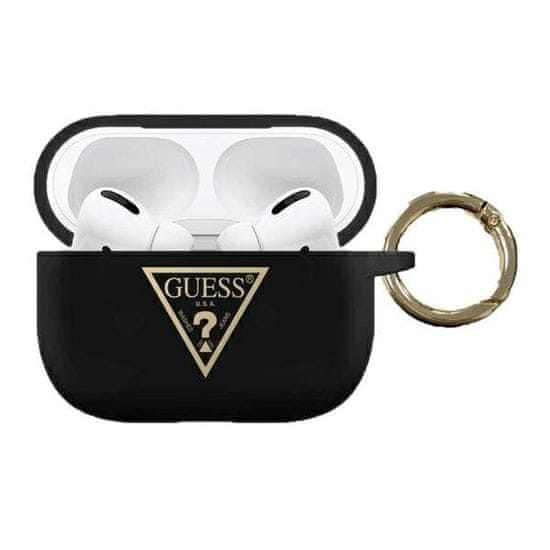 Guess GUACAPLSTLBK AirPods Pro ovitek črn/črn Silikonski trikotni logotip