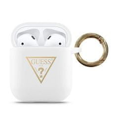 Guess GUACA2LSTLWH Ovitek za AirPods bel/bela Silikonski trikotni logotip