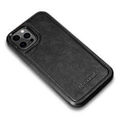 iCARER Ovitek iz naravnega usnja za iPhone 12 Pro Max Leather Oil Wax black