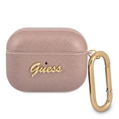 Guess GUAPSASMP AirPods Pro ovitek roza/pink Saffiano Script Metal Collection