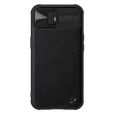 Nillkin camshield leather case za iphone 13 camera cover črna