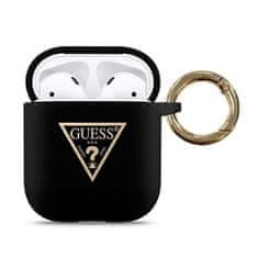 Guess GUACA2LSTLBK Ovitek za AirPods črn/črn Silikonski trikotni logotip