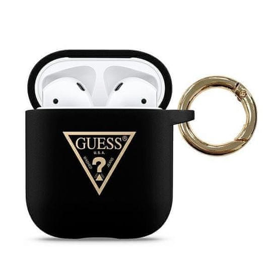 Guess GUACA2LSTLBK Ovitek za AirPods črn/črn Silikonski trikotni logotip