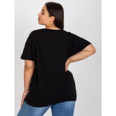 RELEVANCE Ženska bluza plus size ohlapnega kroja z napisom CLARKE črna RV-BZ-7750.53P_387460 Univerzalni